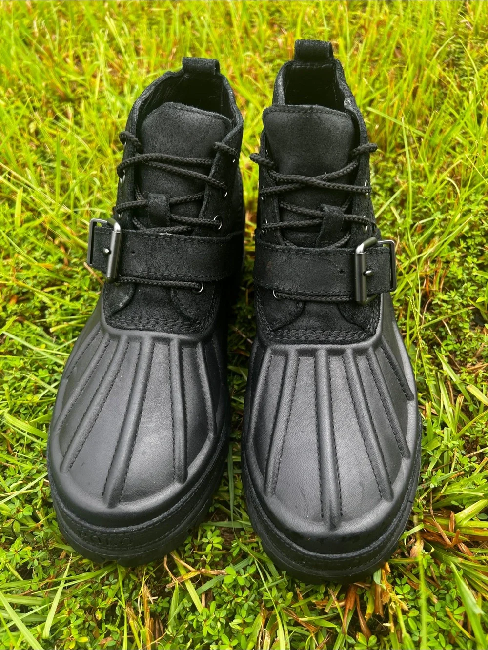 NEW Polo size 8.5 Mens Ralph Lauren Oslo Low Black Leather Boots